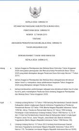 PERATURAN DESA  GIRIMULYO NOMOR  12 TAHUN 2019 TENTANG ANGGARAN PENDAPATAN DAN BELANJA DESA  GIRIMUL